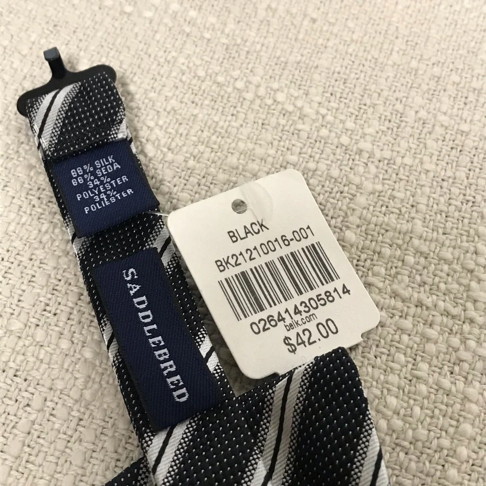 NWT SADDLEBRED / Black with white stripe Bow tie
